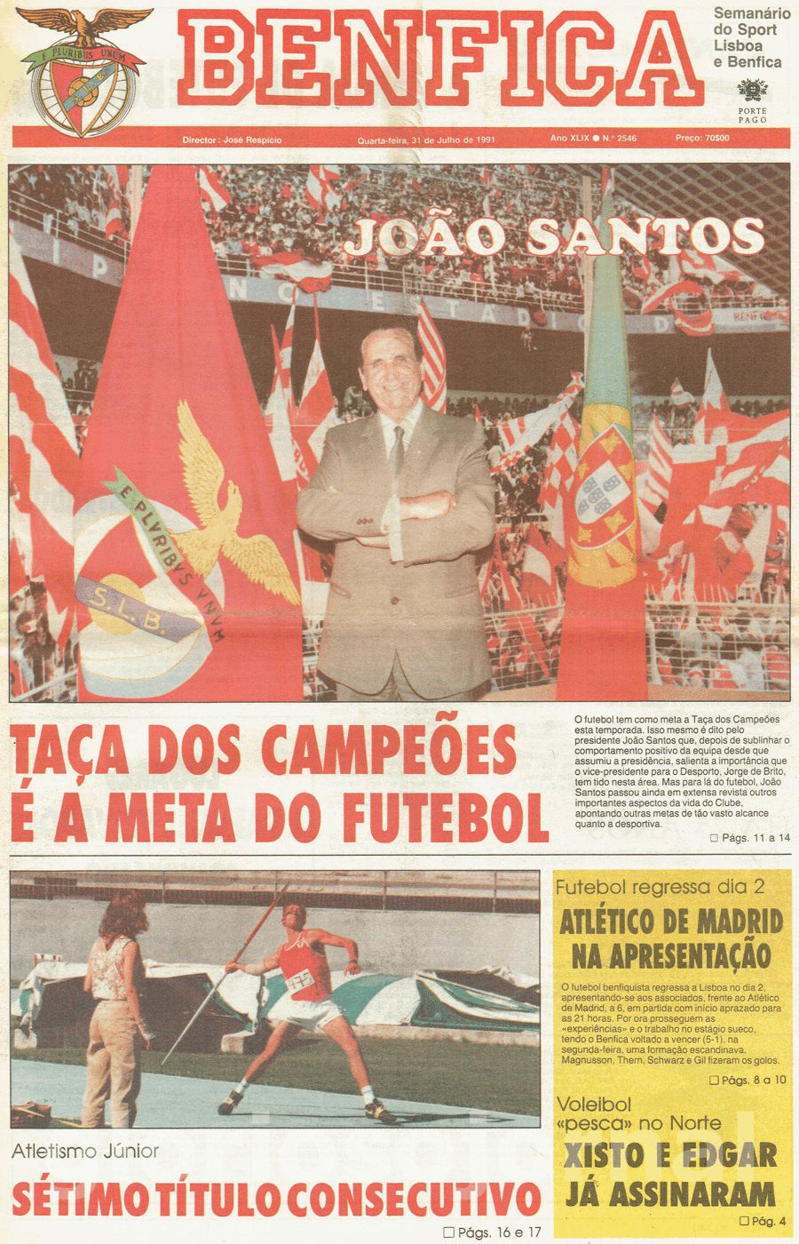 jornal o benfica 2546 1991-07-31